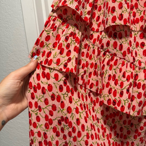 ASTR The Label Strapless Red Cherry Print Dress Size S EUC - Picture 3 of 4